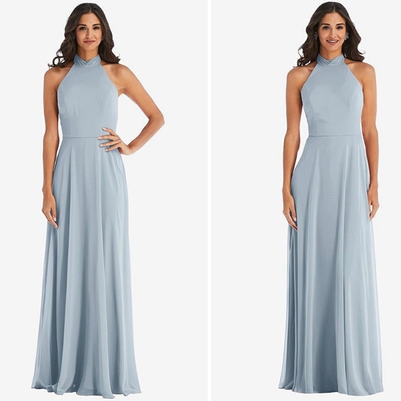 After Six High‎ Neck Halter Backless Maxi Dress In Mist Size 8 - Picture 1 of 10